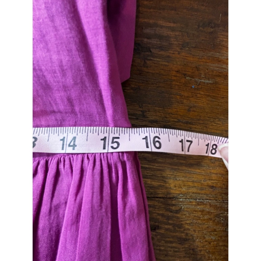 Skunk Brazil Magenta Cotton Puff Sleeve Button Front Tiered‎ Maxi Dress Size 38 - Picture 13 of 14